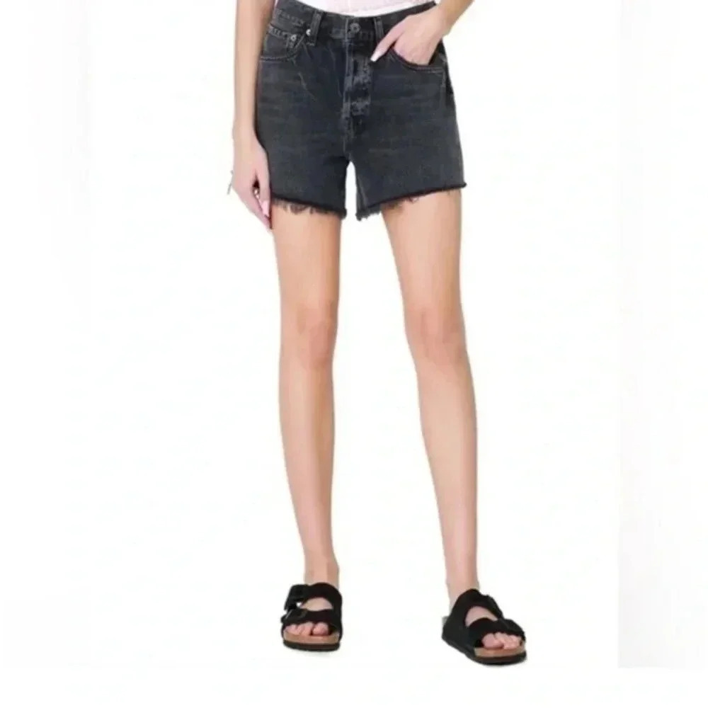 NWT Agolde Parker Loose Fit Vintage Long Short Chromatic Black size 22 B1094